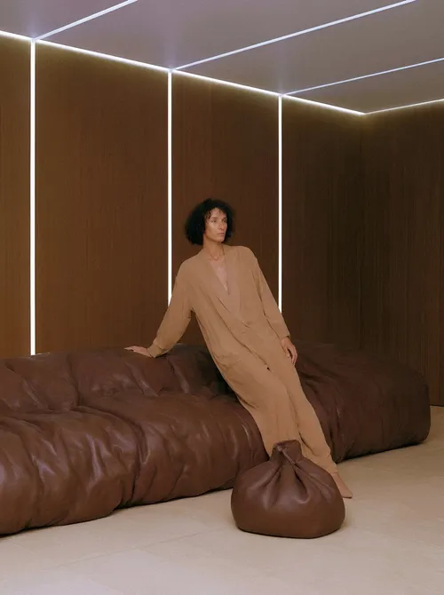 Camel wool against geometric light.